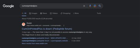 CumOnPrintedPics is down: new news about this pedophile forum.